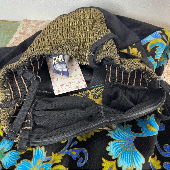 Free People Y2K Lost In Paradise Floral Velvet Mini Dress Size 2 NWT Metallic - Picture 12 of 16